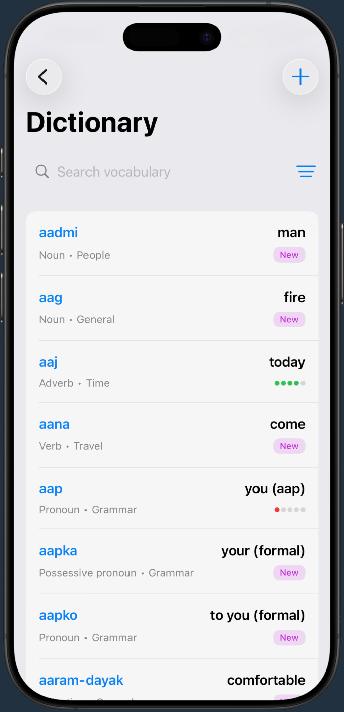 Mera vocabulary dictionary